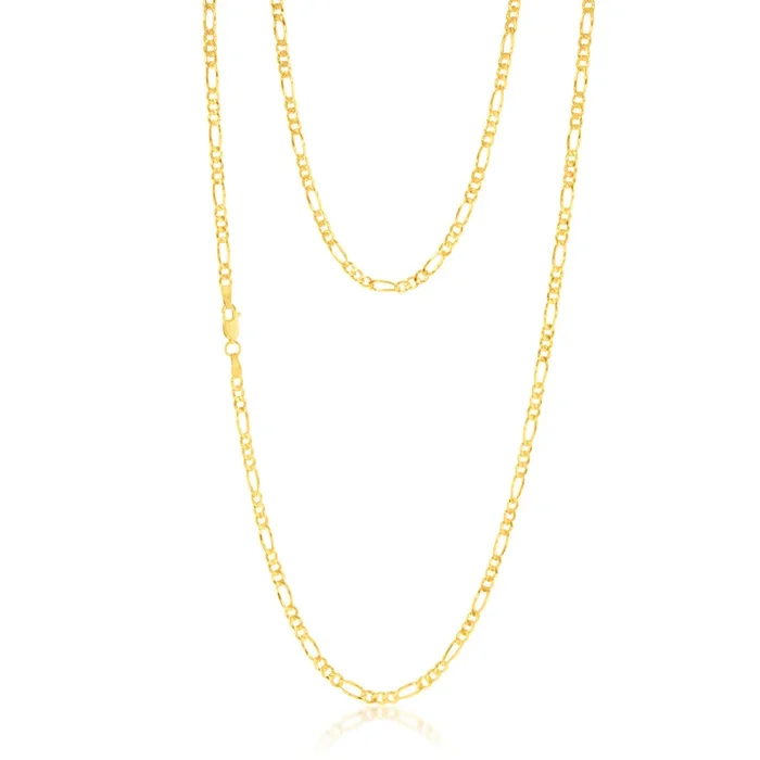 9ct Yellow Gold Silverfilled 1:3 Figaro 80 Gauge 70cm Chain