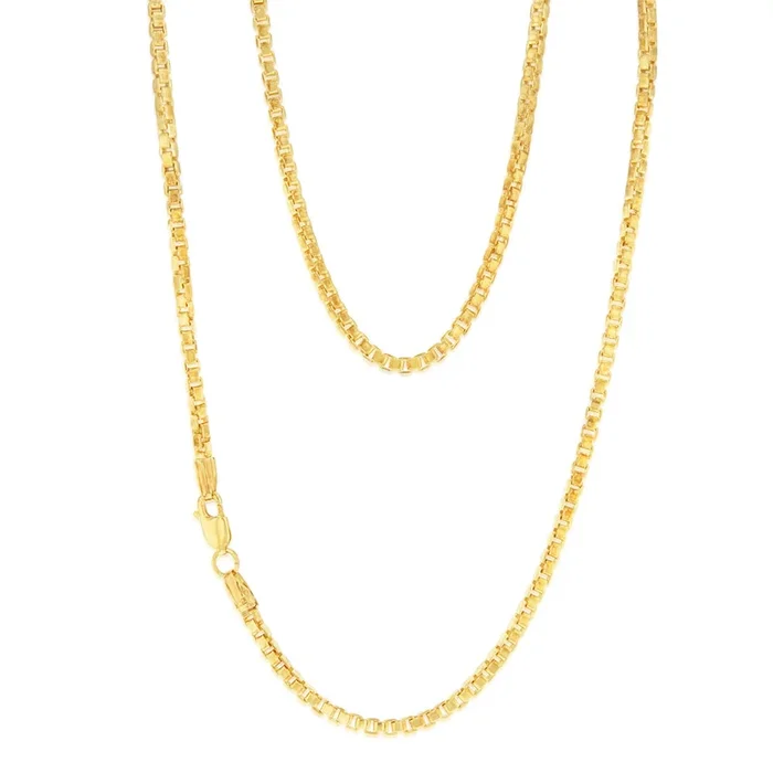 9ct Yellow Gold Silverfilled Box 45cm Chain