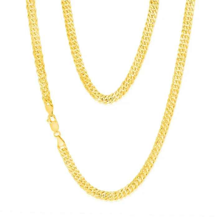 9ct Yellow Gold Silverfilled Double Concave 120 Gauge Curb 55cm Chain