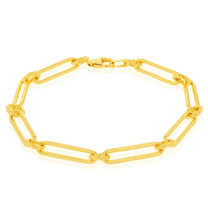 9ct Yellow Gold Silverfilled Fancy 19cm Bracelet