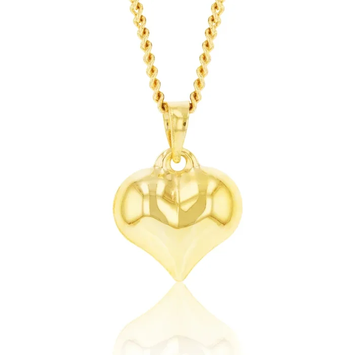9ct Yellow Gold Silverfilled Heart Charm Pendant