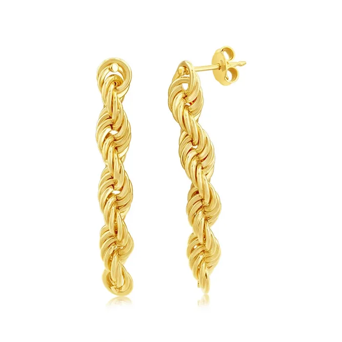 9ct Yellow Gold Silverfilled Knotted Drop Earrings