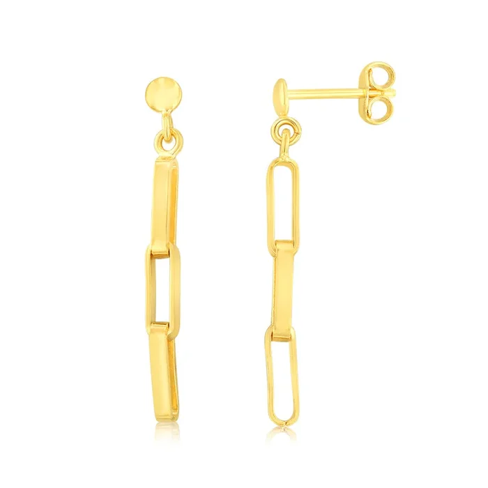 9ct Yellow Gold Silverfilled Link Drop Earrings
