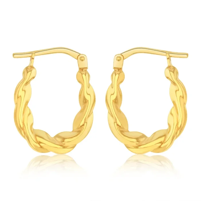 9ct Yellow Gold Silverfilled Twisted Hoop Earrings