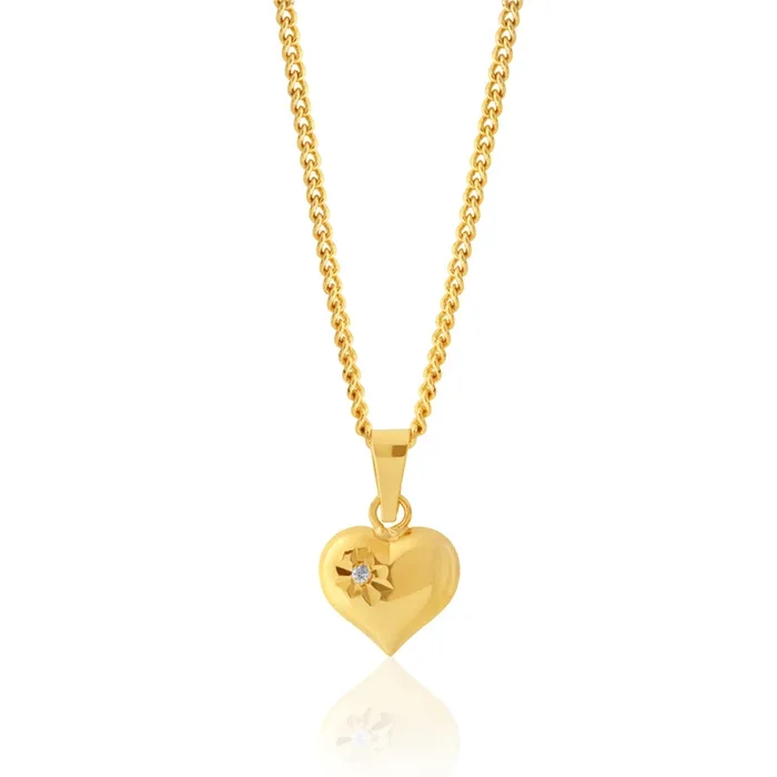 9ct Yellow Gold Zirconia Heart Pendant