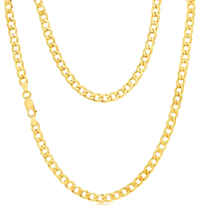 9ct Yellow Solid Gold Curb Chain 50cm in 150 Gauge