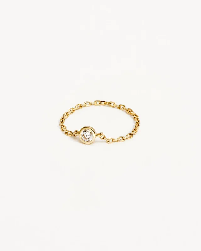 9k Solid Gold Celestial Lab-Grown Diamond Chain Ring