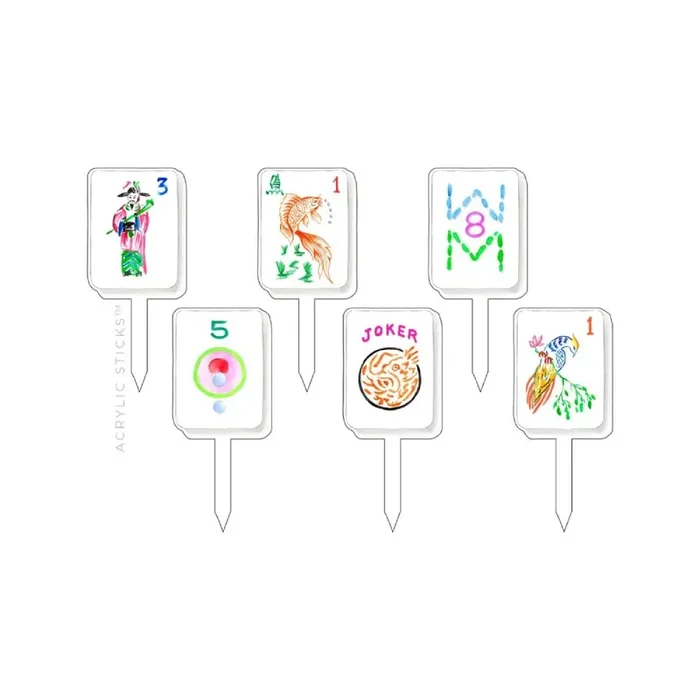 Acrylic Sticks Let’s Play Mahjong Acrylic Party Pik Sticks- Set of 6