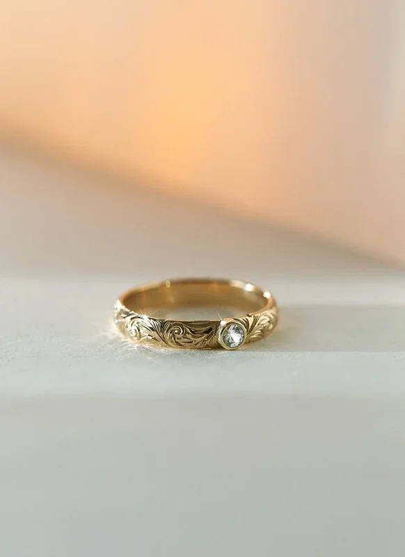 Agne diamant scroll ring 14k goud