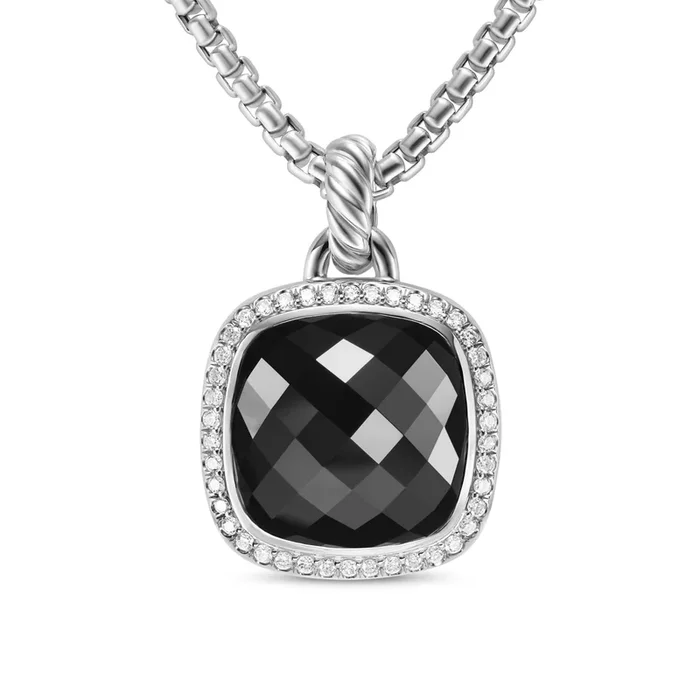 Albion® Pendant in Sterling Silver with Black Onyx and Diamonds, 15mm