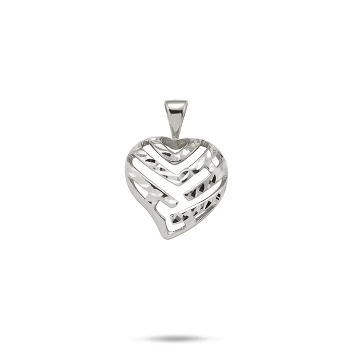 Aloha Heart Pendant in White Gold – 15mm