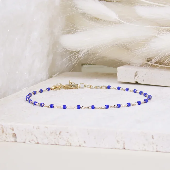 Amaya Bracelet 18cm Miyuki pearls intense blue gold-plated