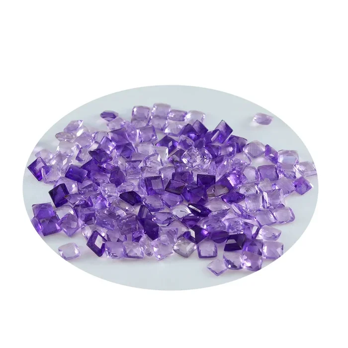 Amethyst 10PC Tiny 3×3 MM Square Faceted Purple Fiery Semi Precious Gems
