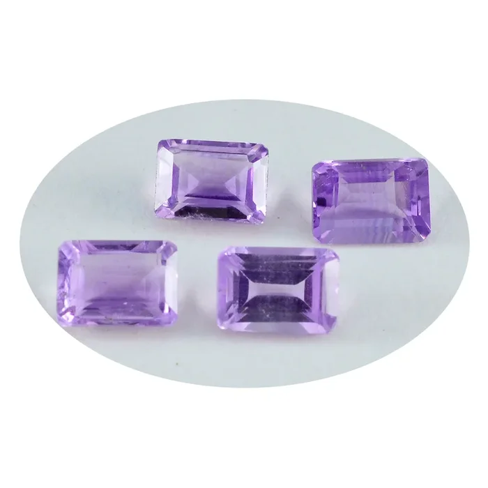 Amethyst 1PC Medium 7×10 MM Emerald Faceted Purple Superior Semi Precious Loose Gemstone