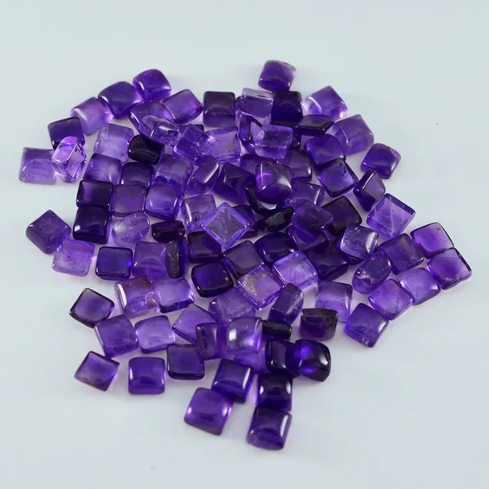 Amethyst 1PC Tiny 6×6 MM Square Cabochon Purple Shine semi Precious Precious Gemstone