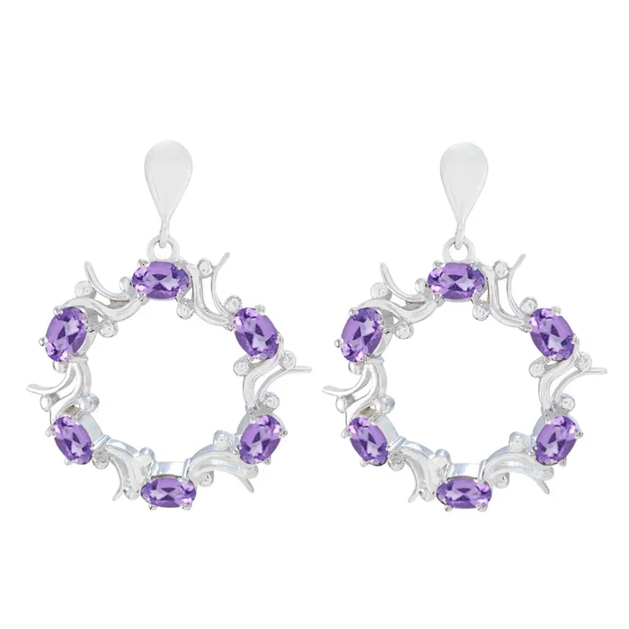 Amethyst African Inès multiple Stud Purple 925 Silver Earring