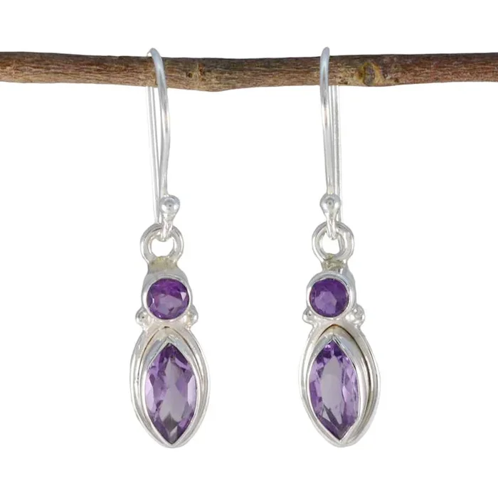 Amethyst Australian Amelia Toi et Moi Dangle Purple 925 Silver Earring