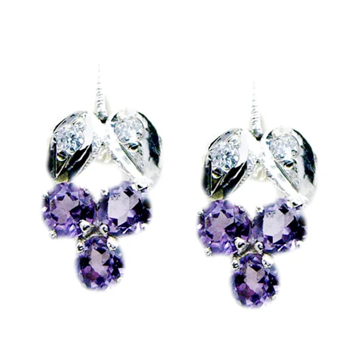 Amethyst Australian Fernanda multiple Stud Purple 925 Silver Earring