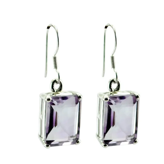 Amethyst Australian Freya Solitaire Dangle Purple Sterling Silver Earring