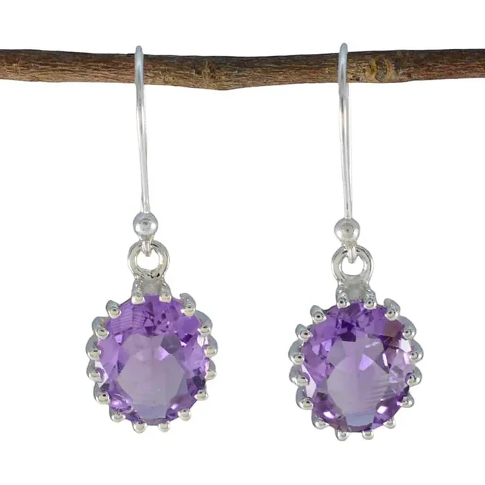 Amethyst Australian Grace Solitaire Dangle Purple 92.5 Silver Earring
