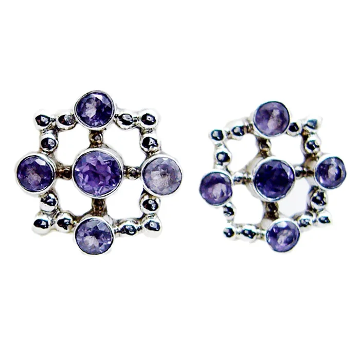 Amethyst Australian Lucia multiple Stud Purple 925 Silver Earring