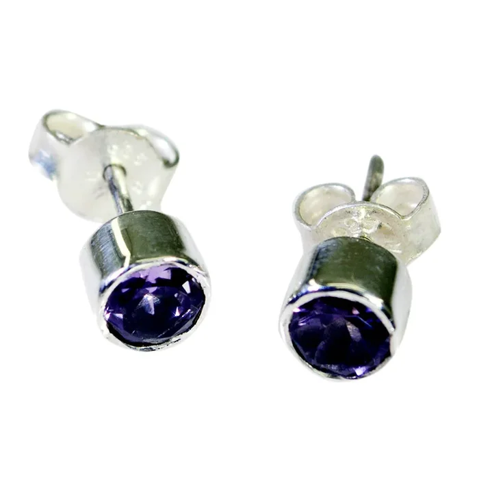 Amethyst Australian Sofia Solitaire Stud Purple Sterling Silver Earring