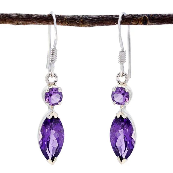 Amethyst Australian Ying multiple Dangle Purple 925 Silver Earring