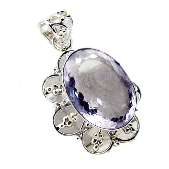 Amethyst Chunky Egyptian Sterling Silver Solitaire Marie Rope-Wire Purple Pendant Jewellery