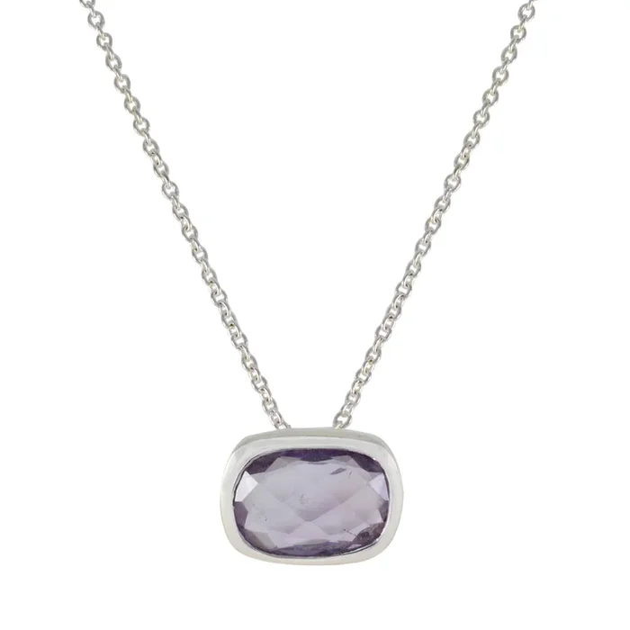 Amethyst Classic French 92.5 Silver Solitaire Valentina Romantic Purple Pendant Jewellery