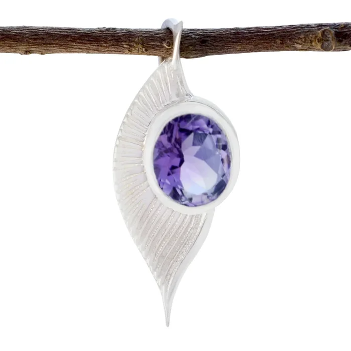 Amethyst Dainty French 92.5 Silver Solitaire Isabel Sophisticated Purple Pendant Jewellery