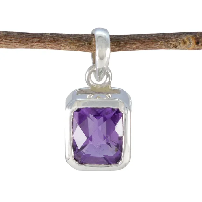 Amethyst Dainty Italian 925 Silver Solitaire Joaquina Modern Purple Pendant Jewelry