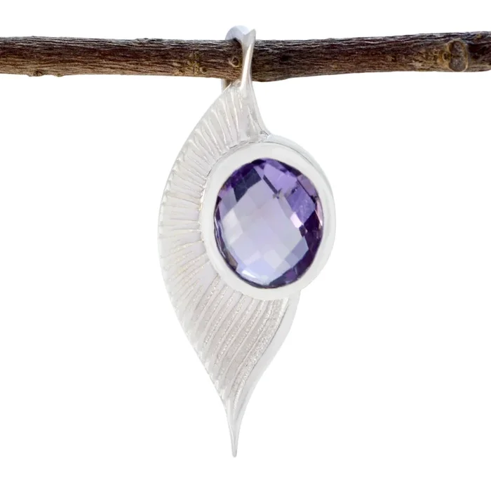 Amethyst Dainty Spanish 925 Silver Solitaire Inès Glamorous Purple Pendant Jewelry