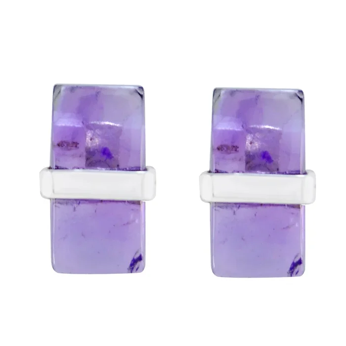 Amethyst Egyptian Carla Solitaire Stud Purple Sterling Silver Earring