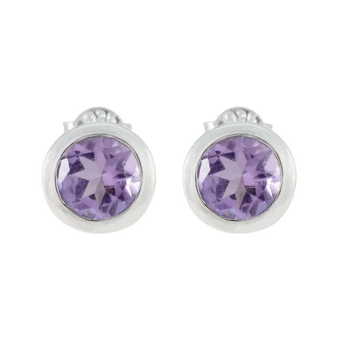 Amethyst Egyptian Sakura Solitaire Stud Purple 92.5 Silver Earring