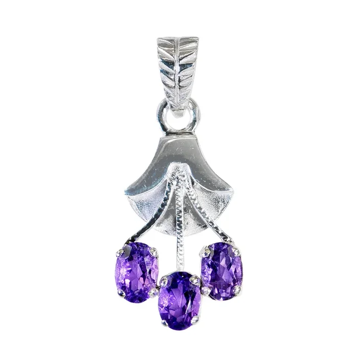 Amethyst Featherlight Egyptian 92.5 Silver Trilogy Addison wedding Purple Pendant Jewellery