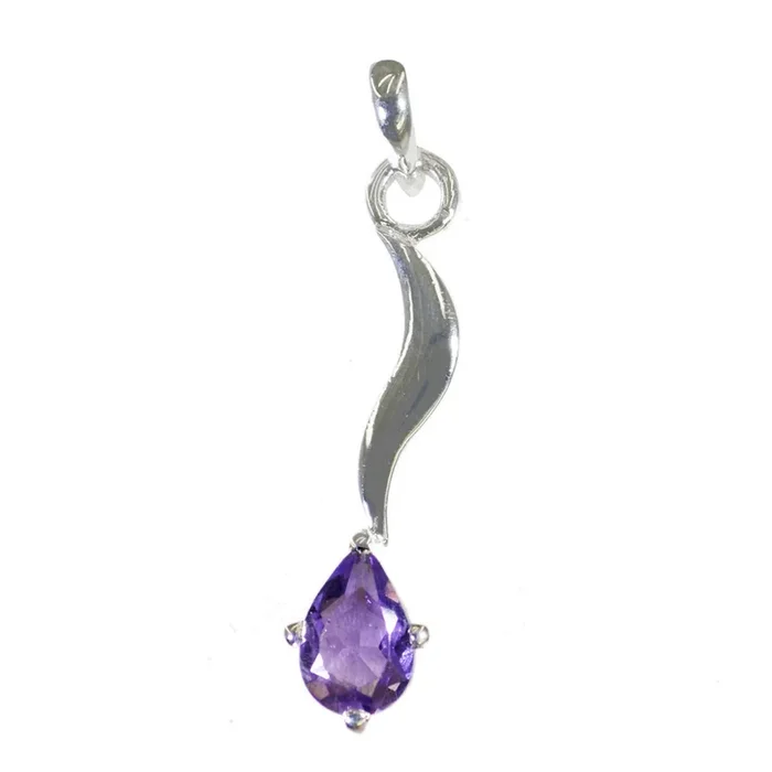 Amethyst Featherlight Italian 92.5 Silver Solitaire Dayana valentine Purple Pendant Jewellery