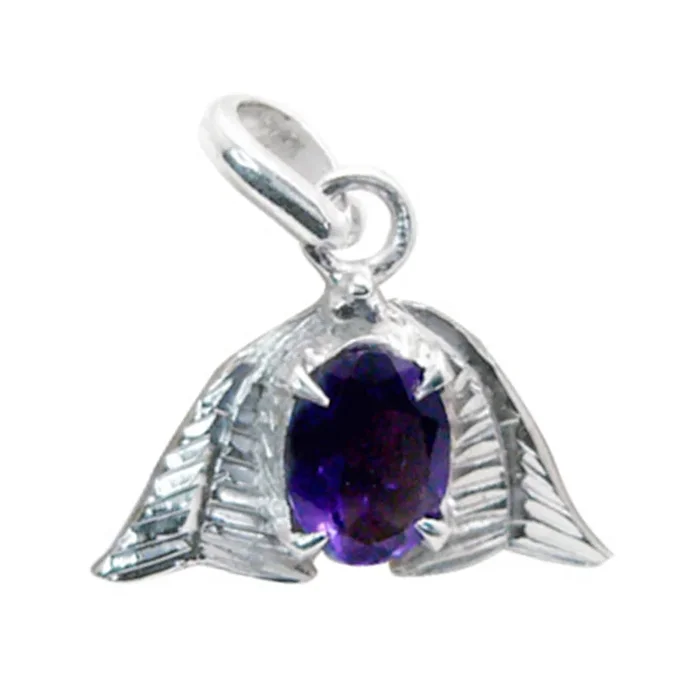 Amethyst Featherlight Spanish 92.5 Silver Solitaire Lorena Trendy Purple Pendant Jewellery