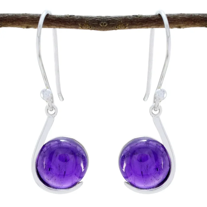 Amethyst French Ángeles Solitaire Dangle Purple Silver Earring