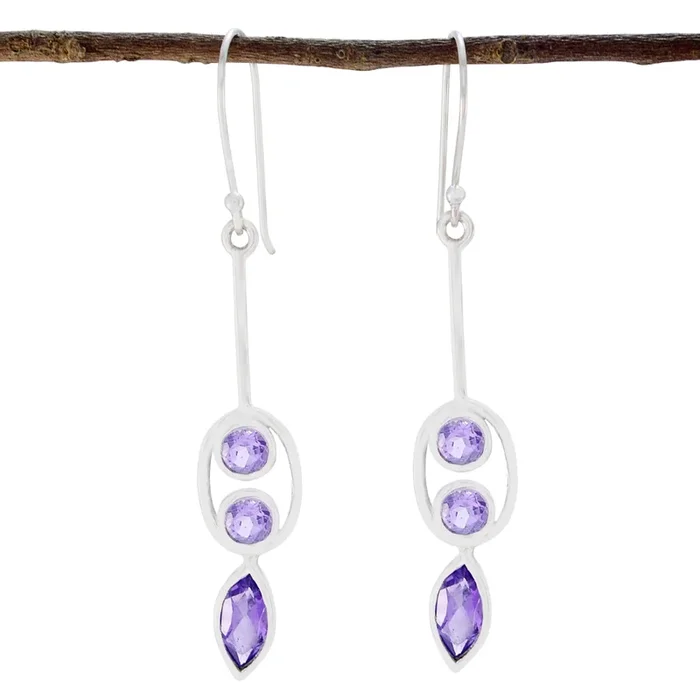 Amethyst French Ella multiple Dangle Purple 92.5 Silver Earring