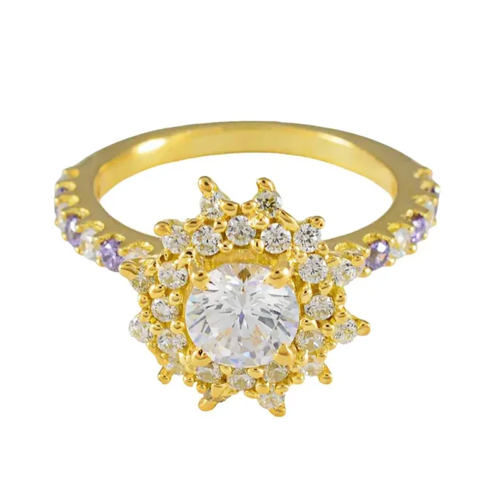 Amethyst Halo American 925 Silver Purple Gemstone Whisper-thin valentine Ring Jewellery