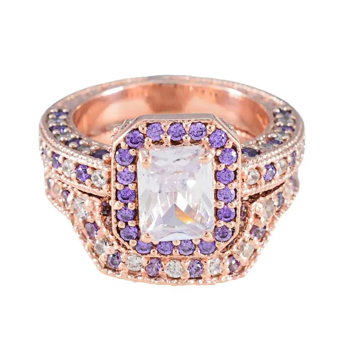 Amethyst Halo Indian 925 Silver Purple Gems Versatile Romantic Ring Jewelry