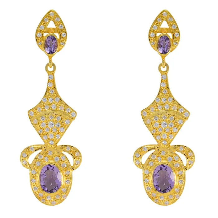 Amethyst Indian Kristine multiple Stud Purple 92.5 Silver Earring
