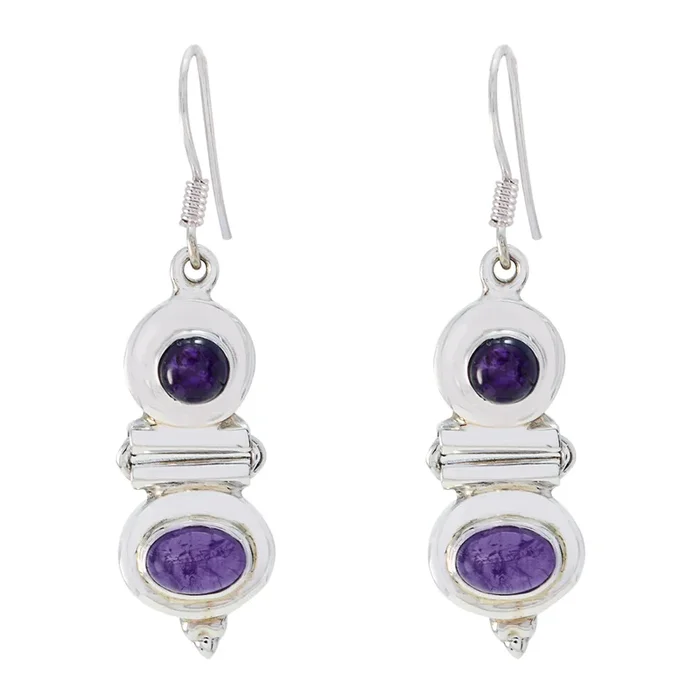 Amethyst Italian Jiwoo multiple Dangle Purple 925 Sterling Silver Earring