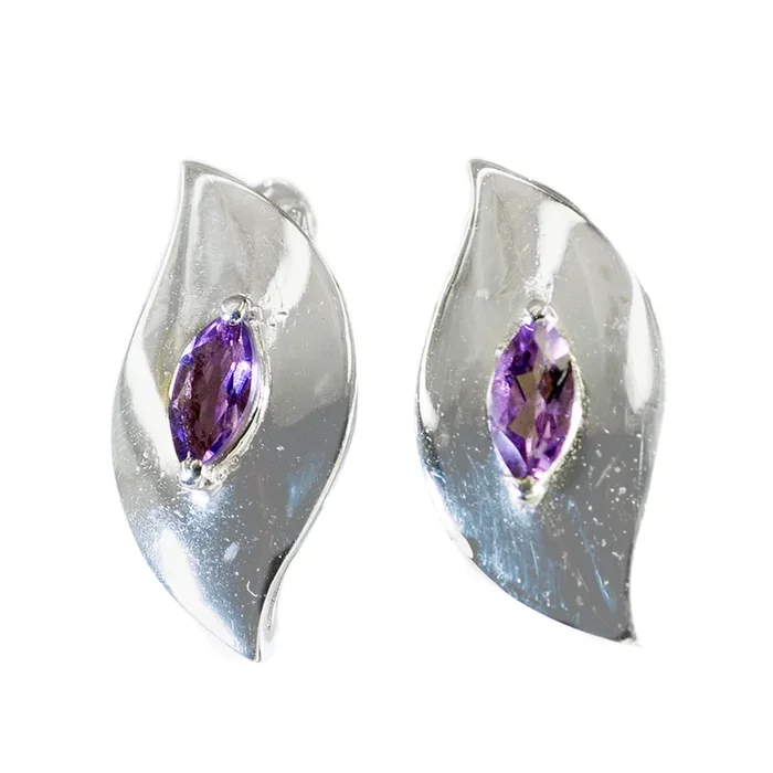 Amethyst Japanese Aiko Solitaire Stud Purple 925 Sterling Silver Earring