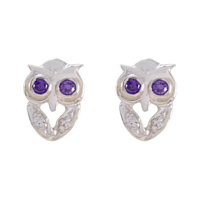 Amethyst Korean Genesis multiple Stud Purple 92.5 Silver Earring