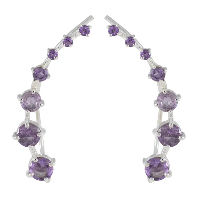 Amethyst Korean Min-seo multiple EarCuff Purple 925 Silver Earring