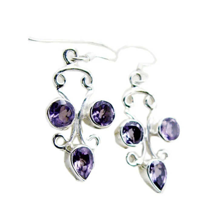 Amethyst Korean Rosa multiple Dangle Purple 92.5 Silver Earring