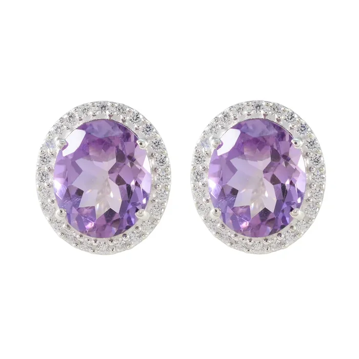 Amethyst Latin American Renata multiple Stud Purple Silver Earring