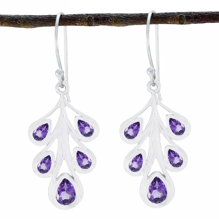 Amethyst Mexican Victoriaa multiple Dangle Purple Sterling Silver Earring