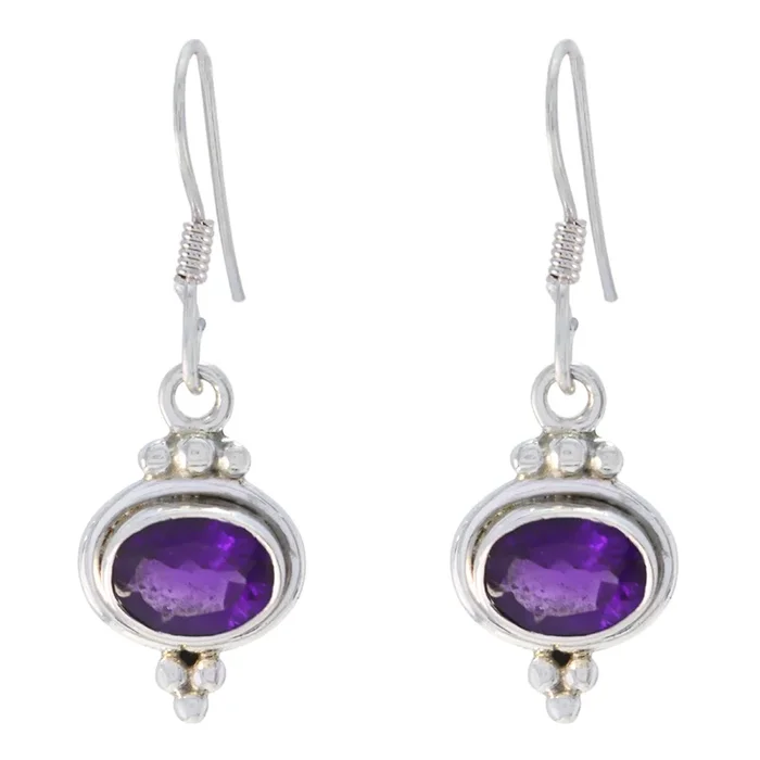 Amethyst Middle Eastern Bella multiple Dangle Purple 925 Silver Earring